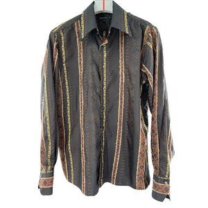 Circus Men's Dress Shirt Brown Made in Italy Size XXL Vintage Slim